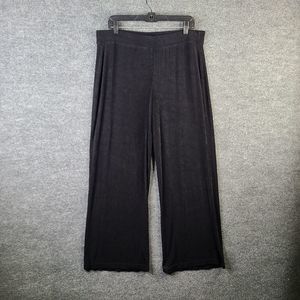 Chicos Travelers Pants Womens 2R L/12 Black Pull On Stretch No Tummy Pant